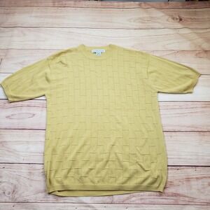 Irvine Park‎ Sweater Shirt Mens XL Yellow Short Sleeve Textured Knit Crew Neck